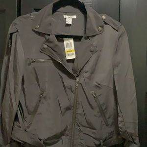 Bar III gray silky moto jacket